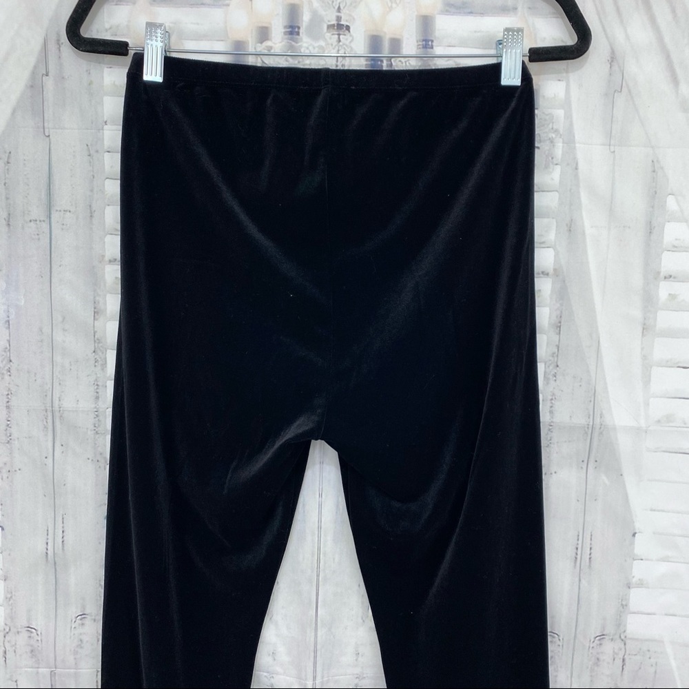 Eileen Fisher Black Velour Black Pull-On Ankle Leggings Recycled Polyester - Picture 7 of 9